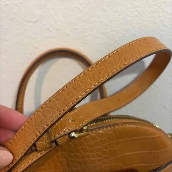 Kate Landry Tan Croc Embossed Mini Satchel Crossbody Bag - Picture 5 of 7